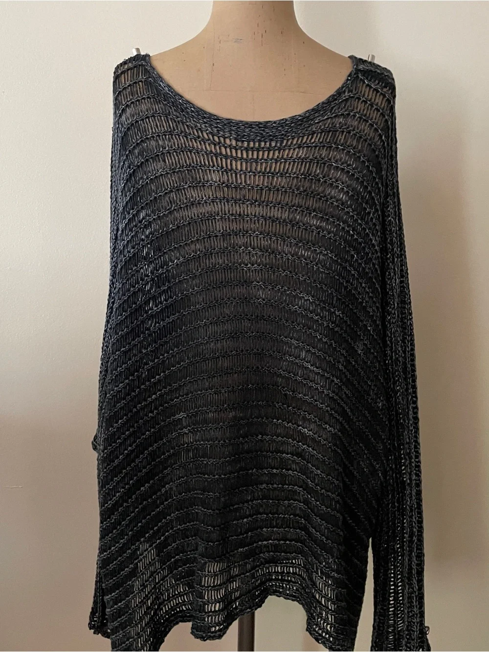 Open-Knit Black Women's Poncho‎ Shrug - Lightweight Layering